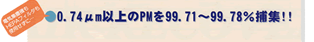 0.74um以上のPMを99.71〜99.78％捕集！！